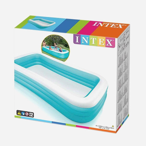 Intex Swim Center Family Pool Aqua Blue Inflatable Swimming Pool For Kids