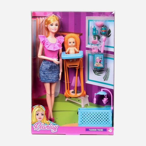 Reaniay Fashion Trend Doll In Pink Top Playset For Kids