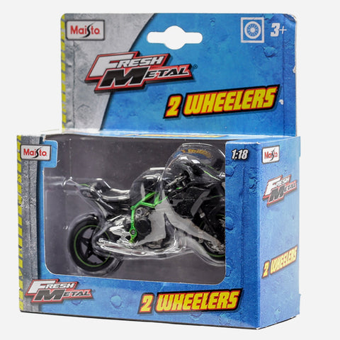 Maisto Fresh Metal 2 Wheelers Kawasaki (Black With Green) Motorcycle Toy For Boys