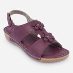 Parisian Comfy Women's Faline Mid-Wedge Sandals in Maroon