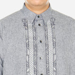 En Barong Filipino Polyester Long Sleeve Barong Gray