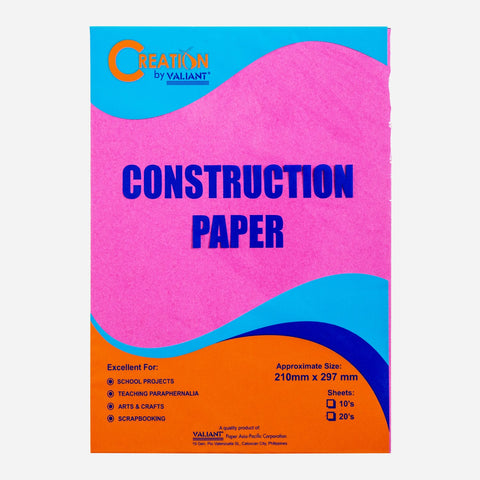 Construction Paper Assorted Colors 8"x 11.8" 20 Sheets