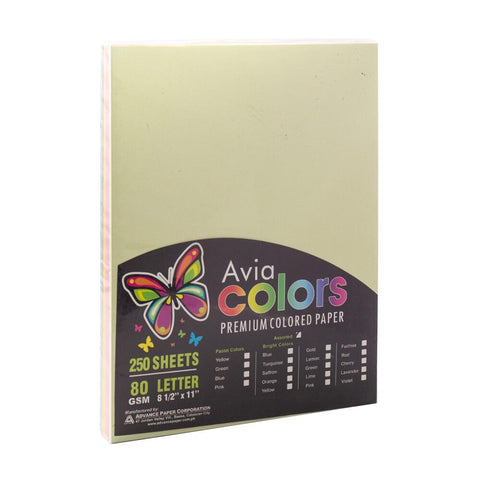 Avia Colored Paper Assorted Pastel Colors Short 80gsm 250 Sheets