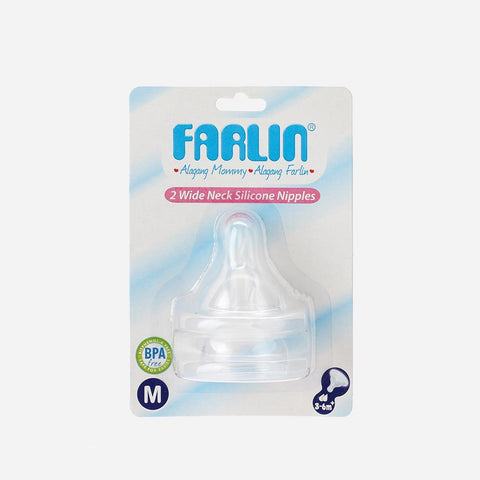 Farlin Wide Neck Silicone Nipple Pack Of 2 M