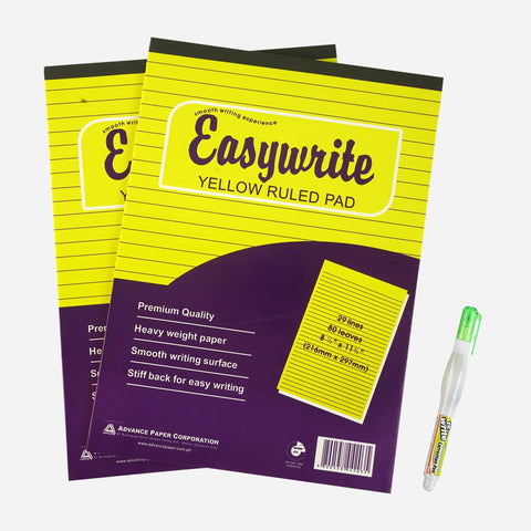 Easywrite Yellow Pad 2 Pcs w/ Rewrite Correction Tape