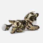 Lying Cat Stuffed Toy With Gold And Silver Sequins For Kids
