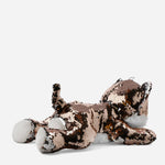 Lying Cat Stuffed Toy With Silver And Rose Gold Sequins For Kids