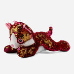 Lying Cat Stuffed Toy With Pink And Gold Sequins For Kids
