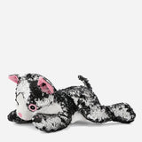 Lying Cat Stuffed Toy With Black And Silver Sequins For Kids