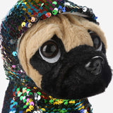 Pug With Sequined Hoodie Plush Toy Rainbow For Kids