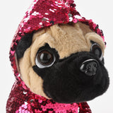 Pug With Sequined Hoodie Plush Toy Fuchsia Pink For Kids