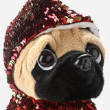 Pug With Sequined Hoodie Plush Toy Red And Gold For Kids