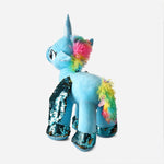 Unicorn Plush Toy With Sequins Wings Blue For Kids
