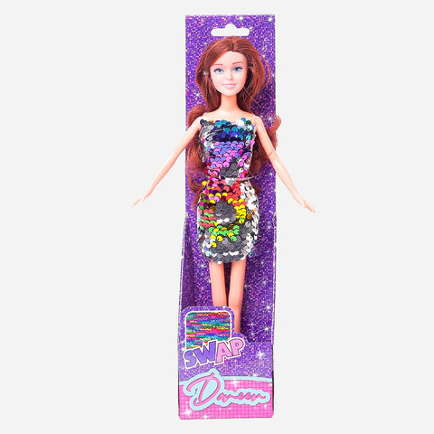 Doreen Purple Doll, Silver Sequin Toy For Kids