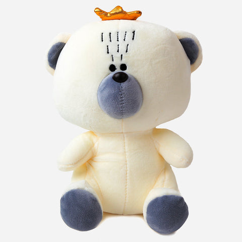 Plush White Bear With Crown Toy For Kids
