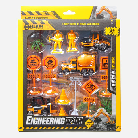Diecast Engineering Team Orange Toy For Kids