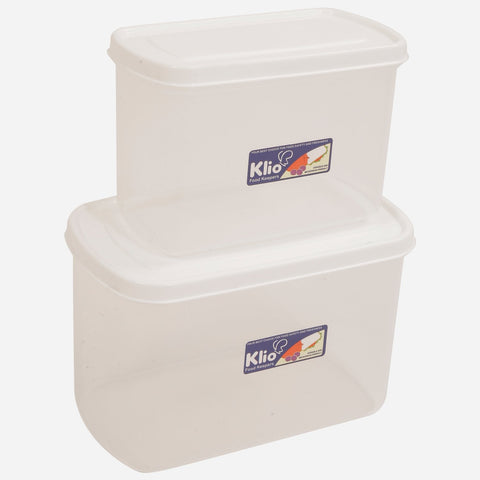 Klio Set of 2 Seal Ware Food Keeper with Spoon (White) - 650ml and 1.2L
