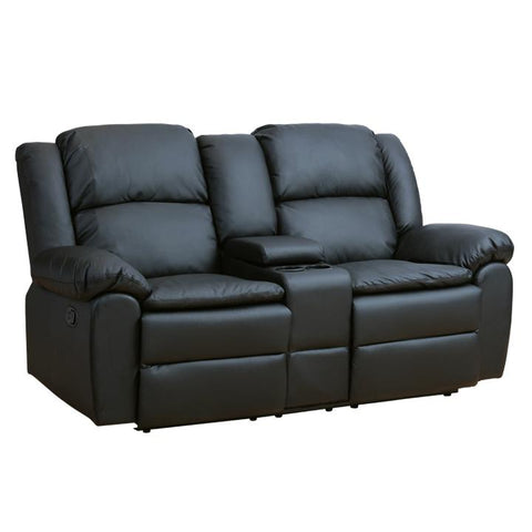 Hosh 2-Seater Air Leather Recliner Black