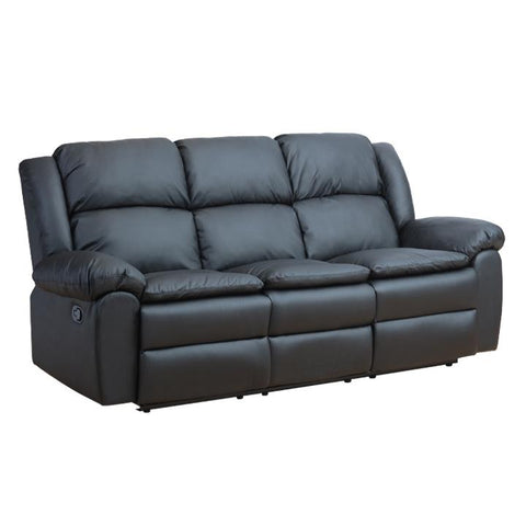 Hosh 3-Seater Air Leather Recliner Black