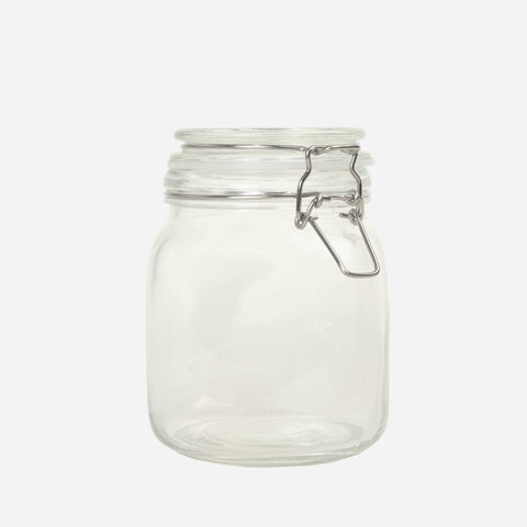 Hosh Square Glass Jar with Lid and Clip - 1000ml