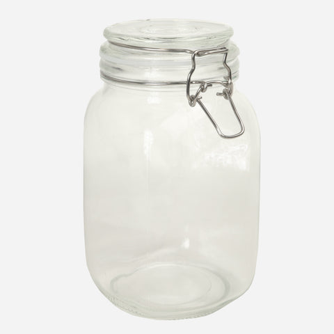 Hosh Square Glass Jar with Lid and Clip - 1500ml