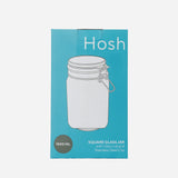 Hosh Square Glass Jar with Lid and Clip - 1500ml