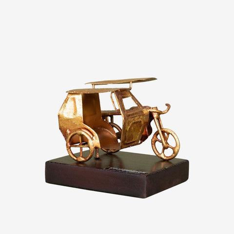 Tahanan by Kultura Mini Gold Tin with Wooden Base Tricycle