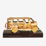 Tahanan by Kultura Mini Gold Tin with Wooden Base Jeepney