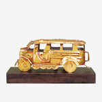 Tahanan by Kultura Mini Gold Tin with Wooden Base Jeepney