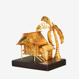 Tahanan by Kultura Mini Gold Tin with Wooden Base Nipa Hut and Coconut Tree