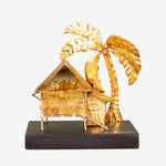 Tahanan by Kultura Mini Gold Tin with Wooden Base Nipa Hut and Coconut Tree