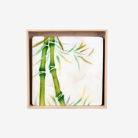 Tahanan by Kultura Capiz with Bamboo Design Glass Coaster Set Of 4