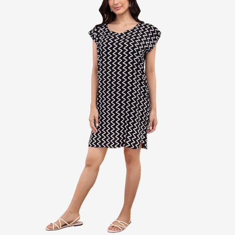 Tropiko House Dress With Zigzag Print