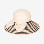 Tropiko Women's Hat with Stripe Brim and Raffia Bow