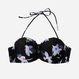 Sogo Swim 2-PC Tie Knot Floral Print Bikini Set in Black