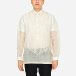 En Barong Filipino Cocoon Silk Long Sleeve Natural Barong