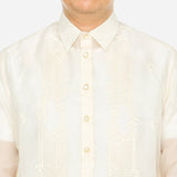 En Barong Filipino Cocoon Silk Long Sleeve Natural Barong