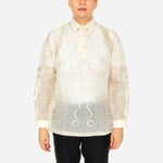 En Barong Filipino Cocoon Piña Silk Long Sleeve Natural Barong