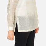 En Barong Filipino Cocoon Piña Silk Long Sleeve Natural Barong