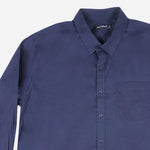 Maxwear Dress Shirt Long Sleeve Plain Navy Blue