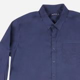 Maxwear Dress Shirt Long Sleeve Plain Navy Blue