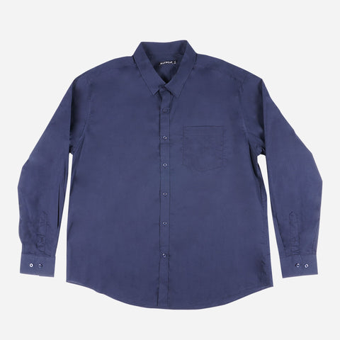 Maxwear Dress Shirt Long Sleeve Plain Navy Blue