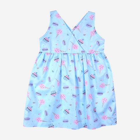 SM BASICS TODDLER GIRLS PRINTED DRESS IN BLUE