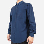 Mainstreet Long Sleeve Plain Textured Blue