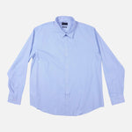 Maxwear Business Dress Shirt Long Sleeve Bamboo White Stripes Light Blue