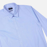 Maxwear Business Dress Shirt Long Sleeve Bamboo White Stripes Light Blue