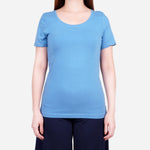 Smartbuy Ladies' Plain Round Neckline Shirt in Dodger Blue