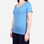 Smartbuy Ladies' Plain Round Neckline Shirt in Dodger Blue