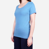 Smartbuy Ladies' Plain Round Neckline Shirt in Dodger Blue