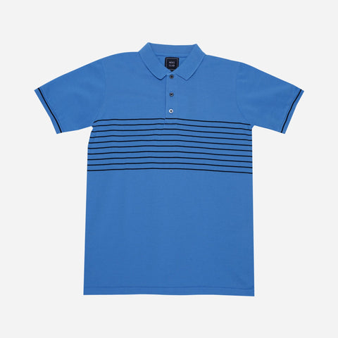 Men's Club Chest Stripe Polo Shirt Blue